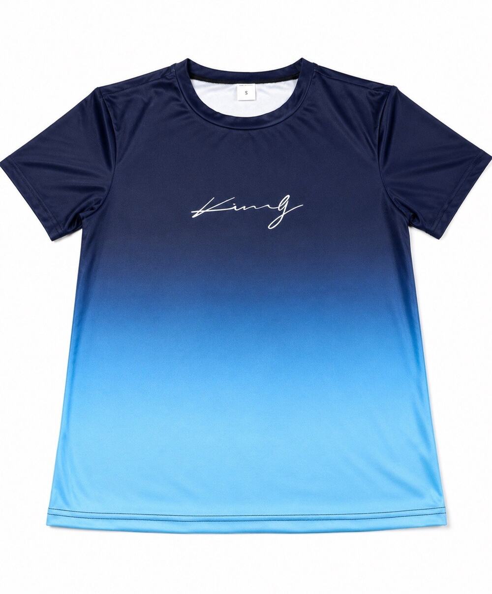 King Men’s Gradient Performance T-Shirt Blue Ombre Size Small